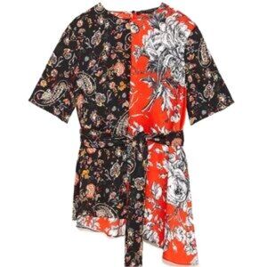 ZARA Limited Edition Floral Patchwork Asymmetrical Blouse‎
